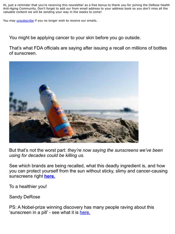 DeRose Health: ☀️Sunscreen warning [FDA recalls] | Milled