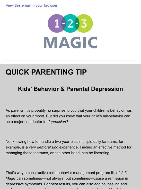 1-2-3 Magic: Misbehavior and Maternal Depression
