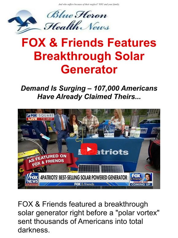 FOX & Friends Features Breakthrough Solar Generator