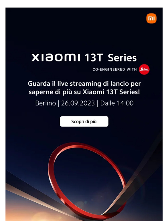 La nuova Xiaomi 13T Series sta arrivando. Iscriviti ora per ottenere un esclusivo coupon da 50€!