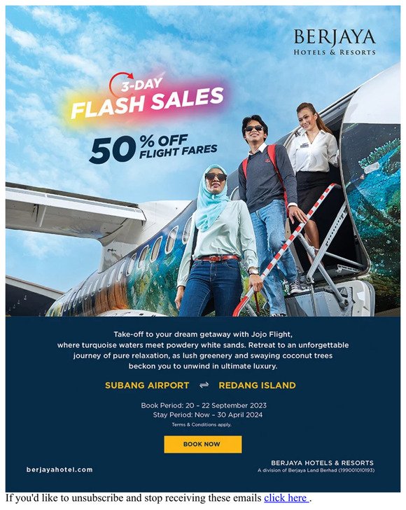 3-Day Flash Sales - 50% off Flight Fares