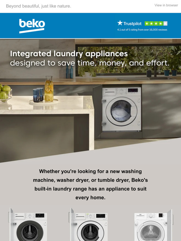 —, simplify laundry day with Beko's built-in appliances