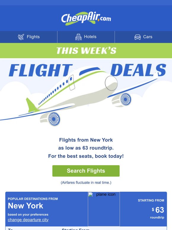 $63 Roundtrip from New York
