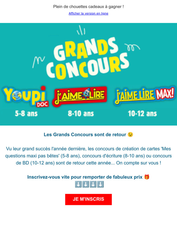🎁 Jouez et gagnez à nos Grands Concours 🎁