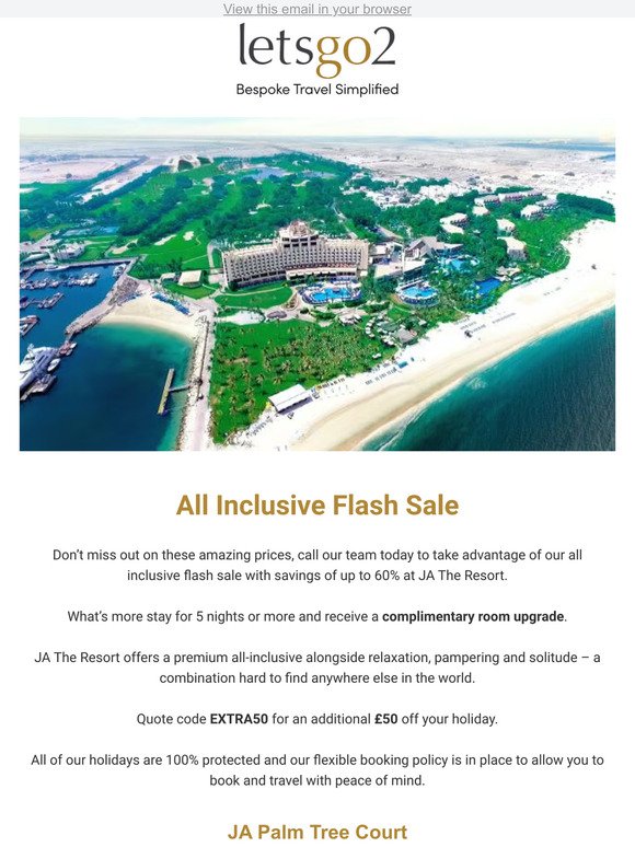 Savings of up to 60% with JA Resorts
