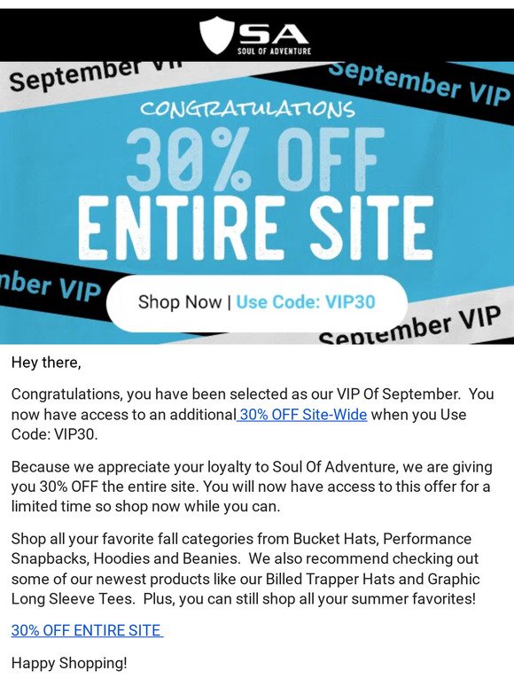 Congrats! VIP Of The Month..You Receive 30% OFF