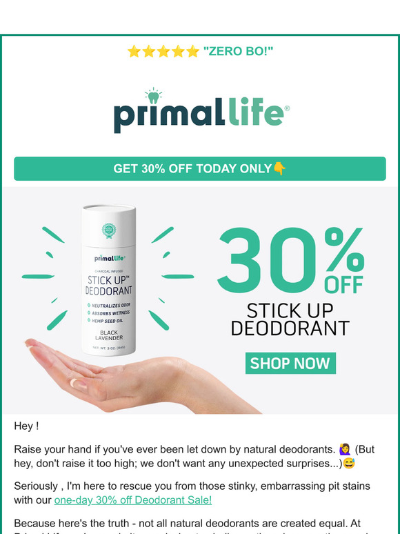 Flash Sale Alert 🚨 Get 30% Off Deodorant  - TODAY ONLY!