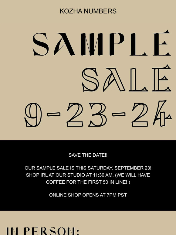 SAMPLE SALE !!!