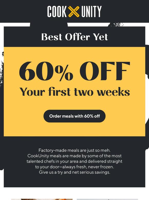 Cook unity act fast 60 off your first 2 weeks milled