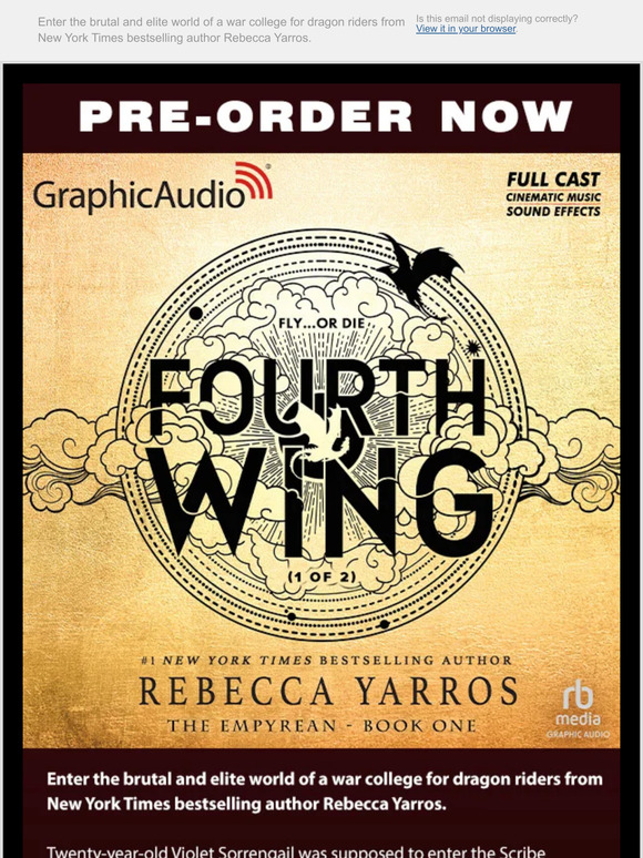 PRE-ORDER The Empyrean 1: Fourth Wing by Rebecca Yarros!