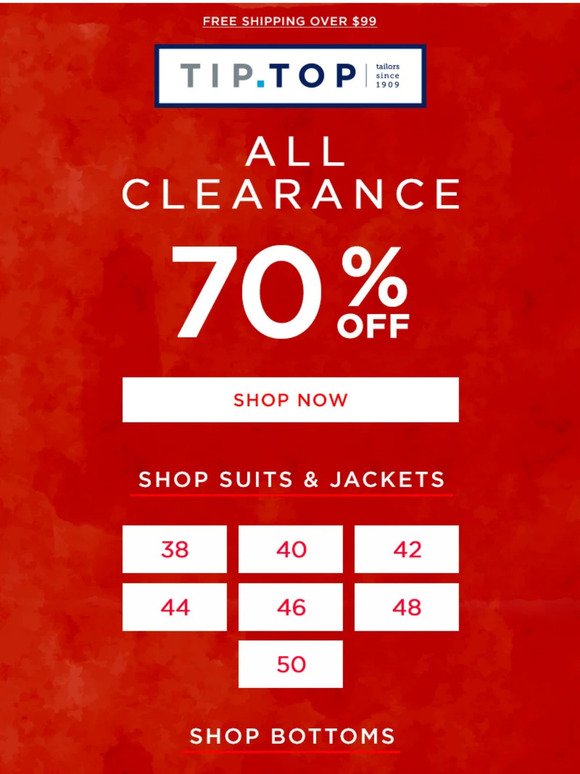 70% Off All Clearance!