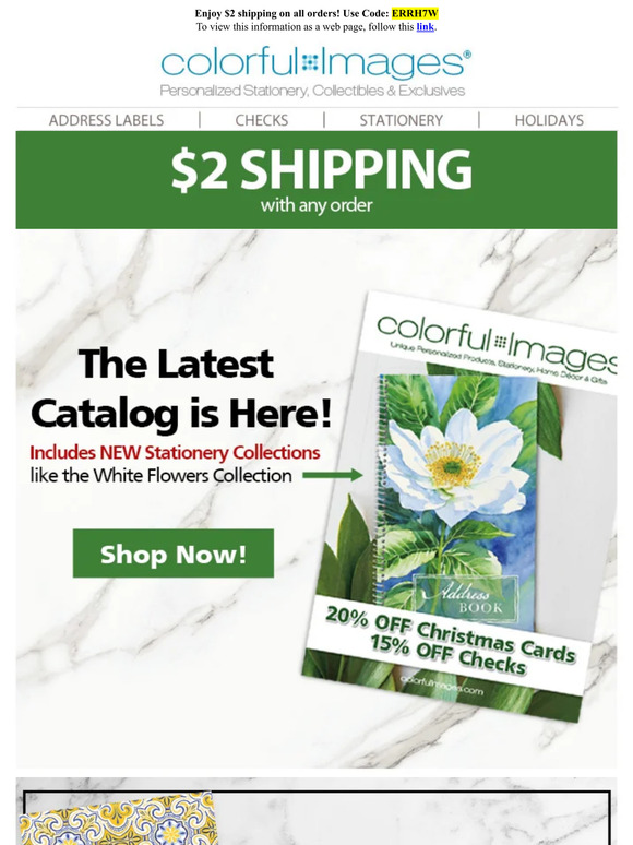 Colorful Images Our new catalog is online! 2 Shipping on All Orders