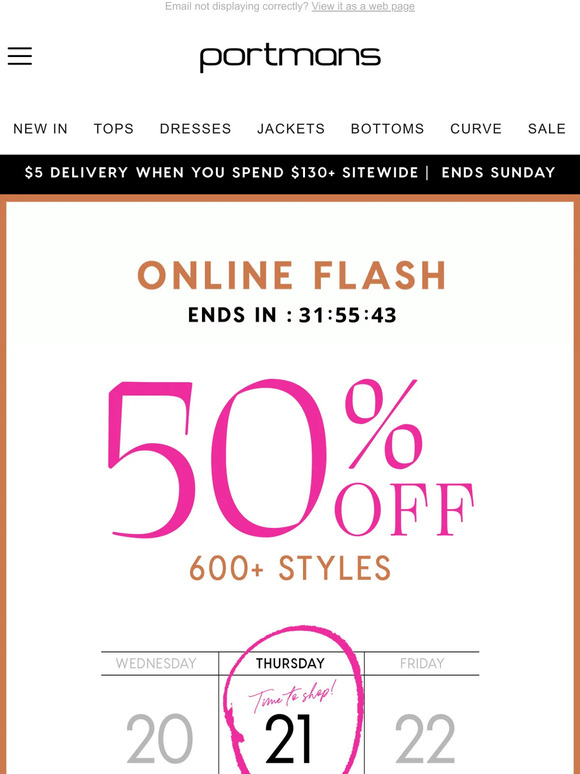 1 DAY FLASH EVENT | 50% Off 600+ Styles
