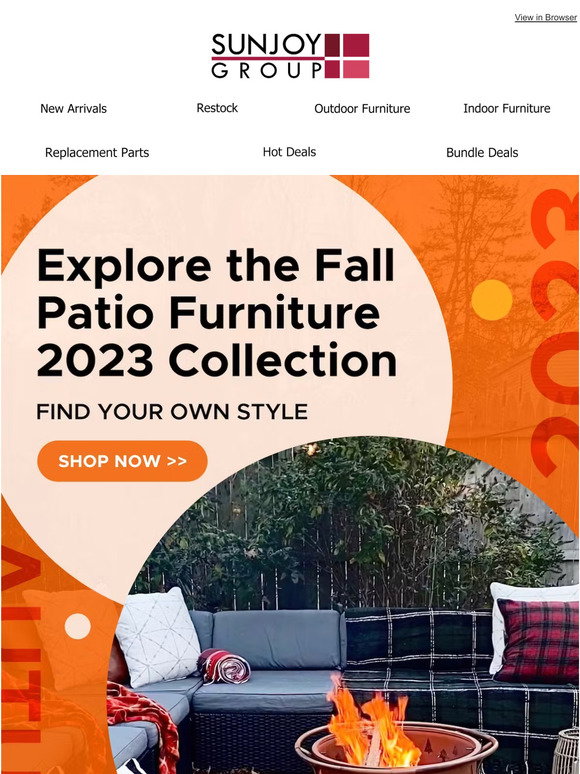 Sunjoy Group 👉Explore the Fall Patio Furniture 2023 Collection Milled