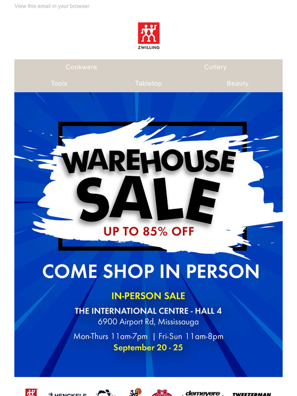 Zwilling CA ⏰ Warehouse Sale alert Last chance to shop online! Just 6