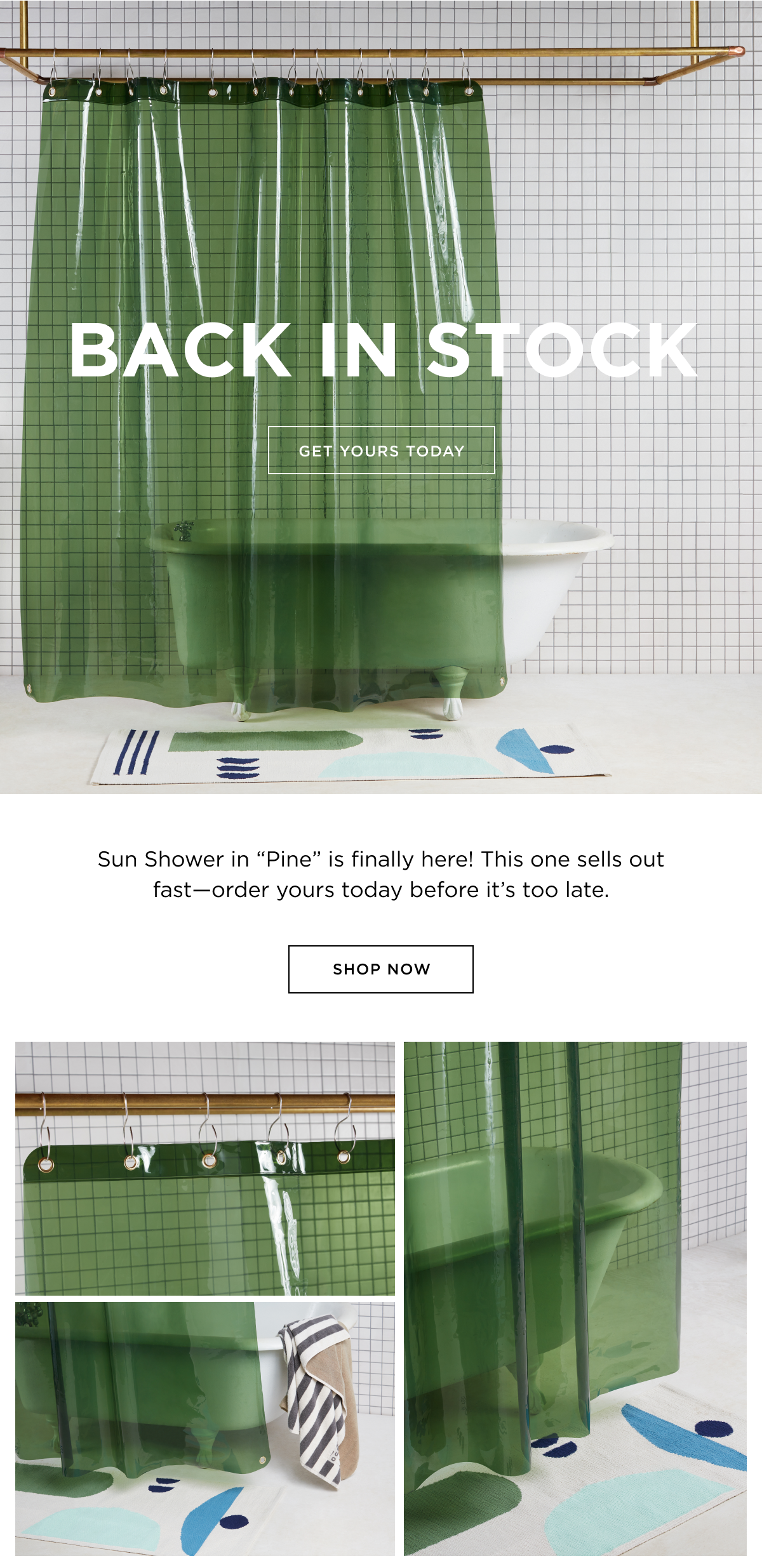 Sun Shower "Pine" is Back in Stock! Shop Now Before We Sell Out Again!