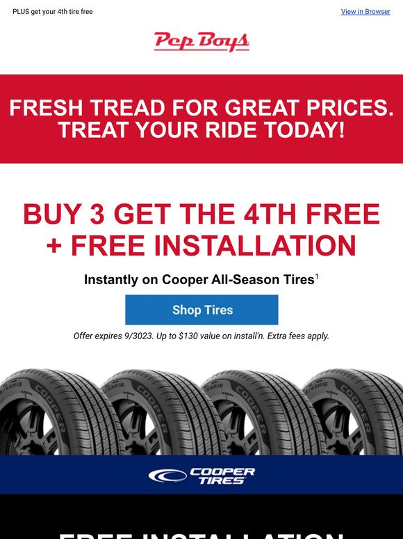 FREE INSTALLATION on select tires