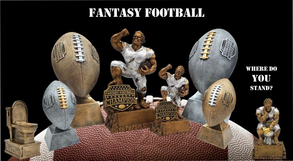 Decade Awards Silver Football Tower Trophy - Fantasy Football FFL