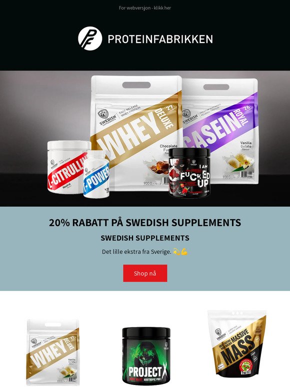 20% på Swedish Supplements og Nutramino