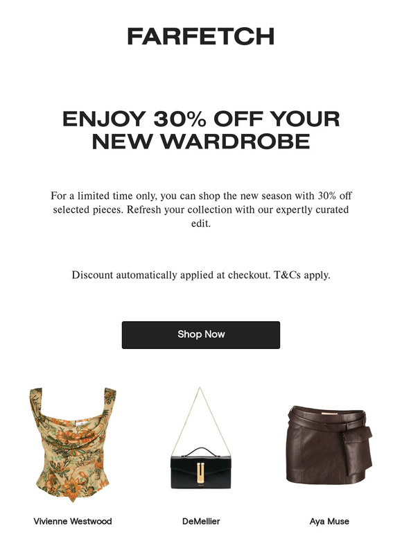 Enjoy 30% off your wardrobe refresh