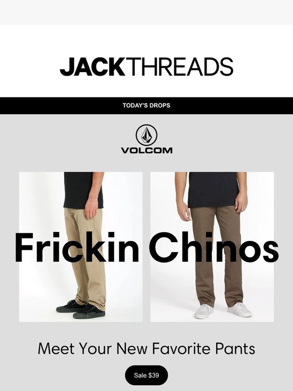 That's Frickin Awesome: New VOLCOM Shirts + Chinos Up to 50% Off!!