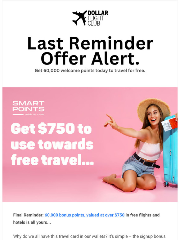🔥  Last Reminder! Travel free with 60k bonus points