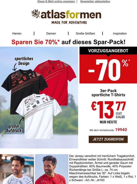 3 sportive T-Shirts für nur €13,77