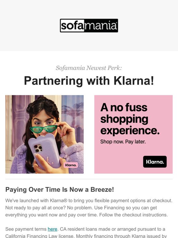 We Have Launched With Klarna® - Financing!