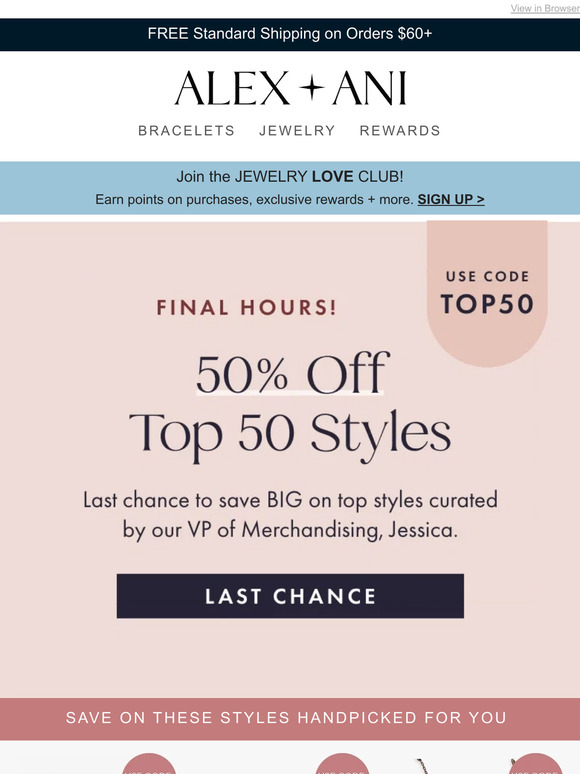 HOURS LEFT! ⏰ 50% Off Top 50 Styles