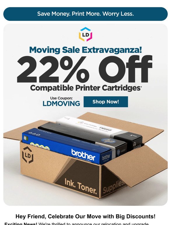 Moving Madness Sale: 22% Off Compatible Printer Ink