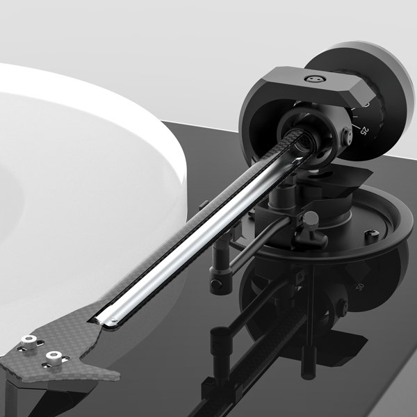 Close up view of the tone arm on the Pro-Ject X1B Turntable