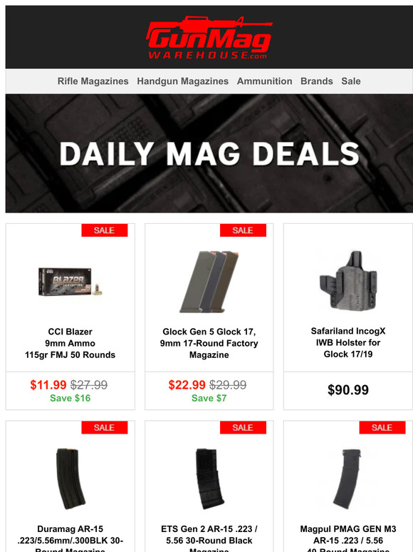 Check Out These Awesome Deals! | CCI Blazer 9mm 115gr 50rds for $12