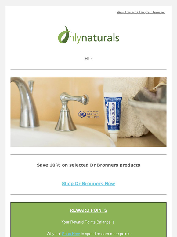 Save 10% on selected Dr Bronners products