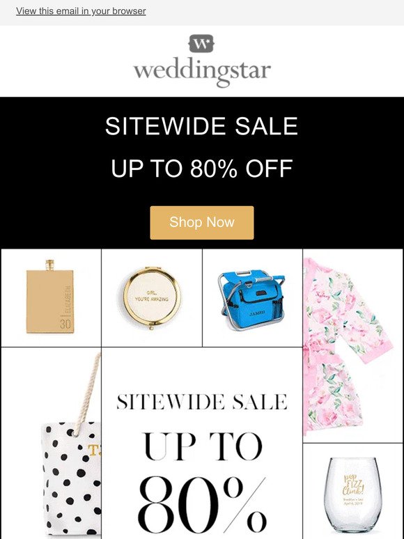 Huge sitewide sale is on now! Up to 80% off everything!