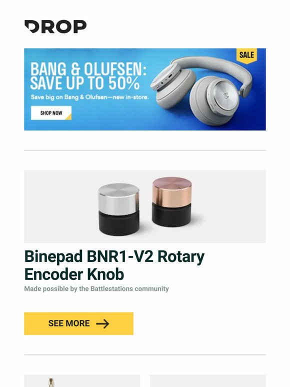 Binepad BNR1-V2 Rotary Encoder Knob, Mechcables Red Samurai Gold CNC-Machined USB Cable, FFT Audio Light and more...