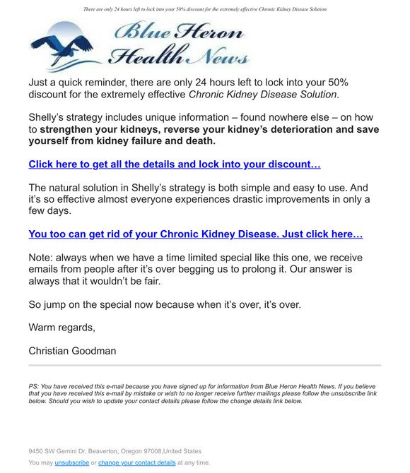 Only 24 Left: Heal Chronic Kidney Disease–50% Discount