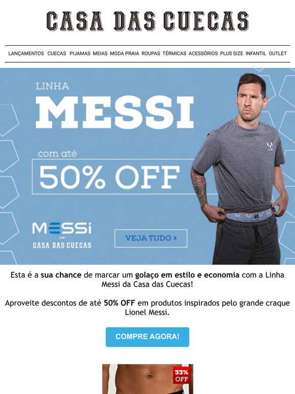 Até 50% OFF na Linha do Messi