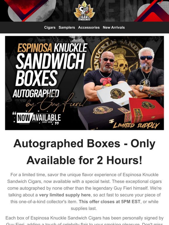 Autographed Boxes From Guy Fieri