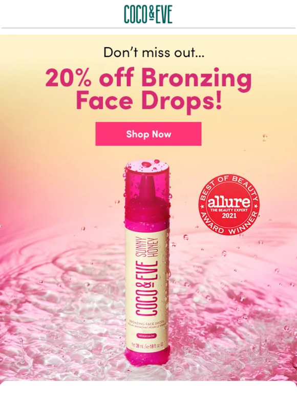 Last chance! 20% off bronzing drops