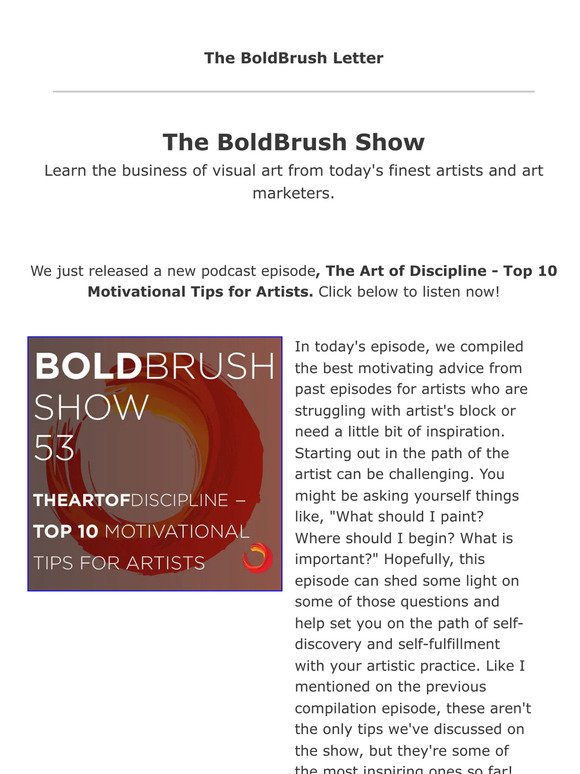 New Podcast Episode: The Art of Discipline - Top 10 Motivational Tips for Artists