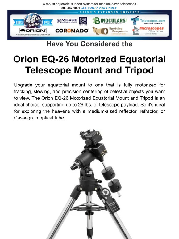 Orion Telescopes DE Orion's EQ26 Motorized Equatorial Telescope Mount