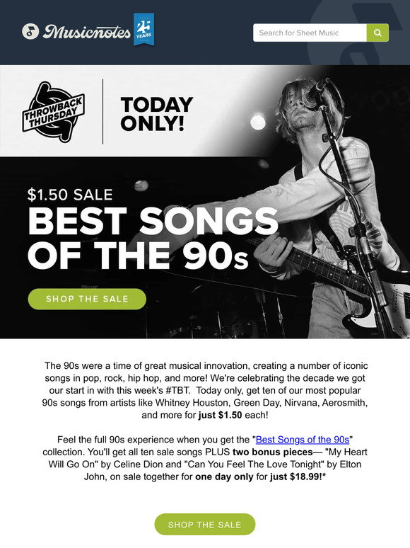 Cliffsnotes 90s Musicnotes: $1.50 Best Songs From The 90s, Today Only! | Milled