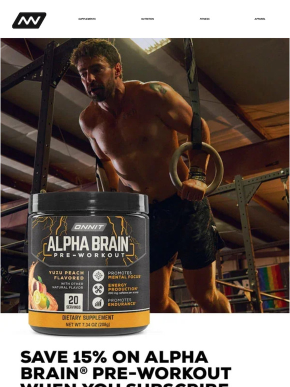 Onnit Alpha Brain Pre-Workout Yuzu Peach Dietary Supplement