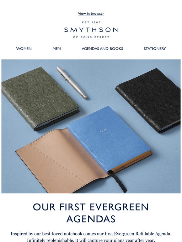 Smythson Leather Evergreen Refillable Diary - Blue - One Size
