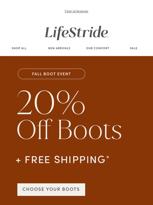 It's boot season! 20% off boots + Free shipping