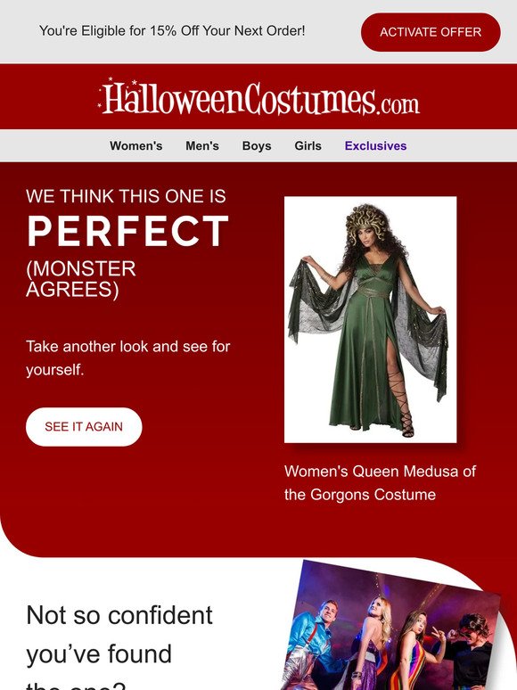 Don’t forget - 15% OFF your costume!