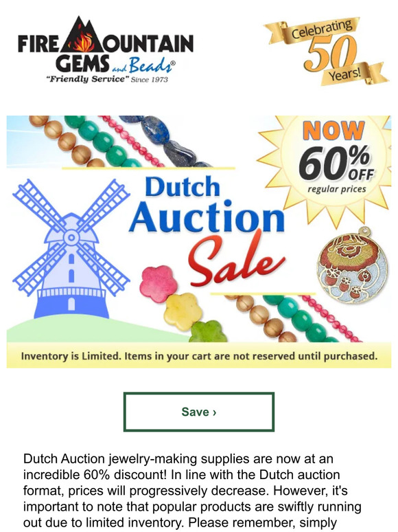 Fire Mountain Gems Dutch Auction SALE 60 Off Alert Milled