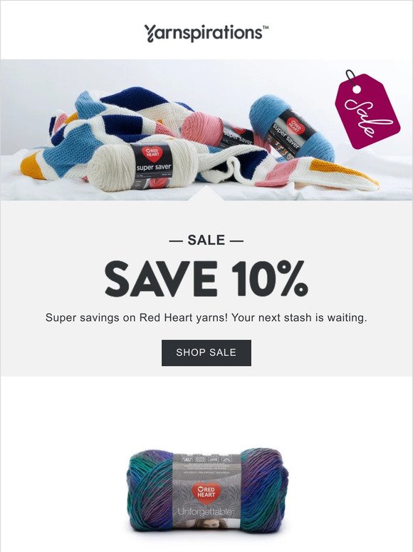 10% off Red Heart yarns 👀