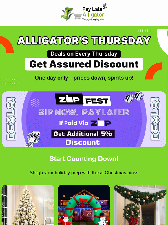 paylater alligator ⏰ Countdown to Zip Fest Grab Deals for 4 Days