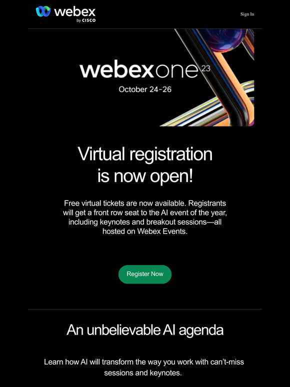 Free virtual tickets to WebexOne
